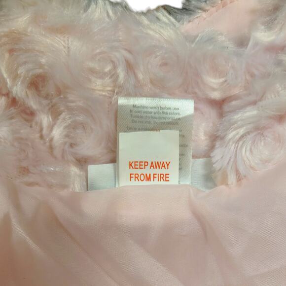 Mini Muffin Pink Faux Fur Jacket 6-9 Months Baby Girl Rosette Coat Satin Bow - Picture 6 of 8